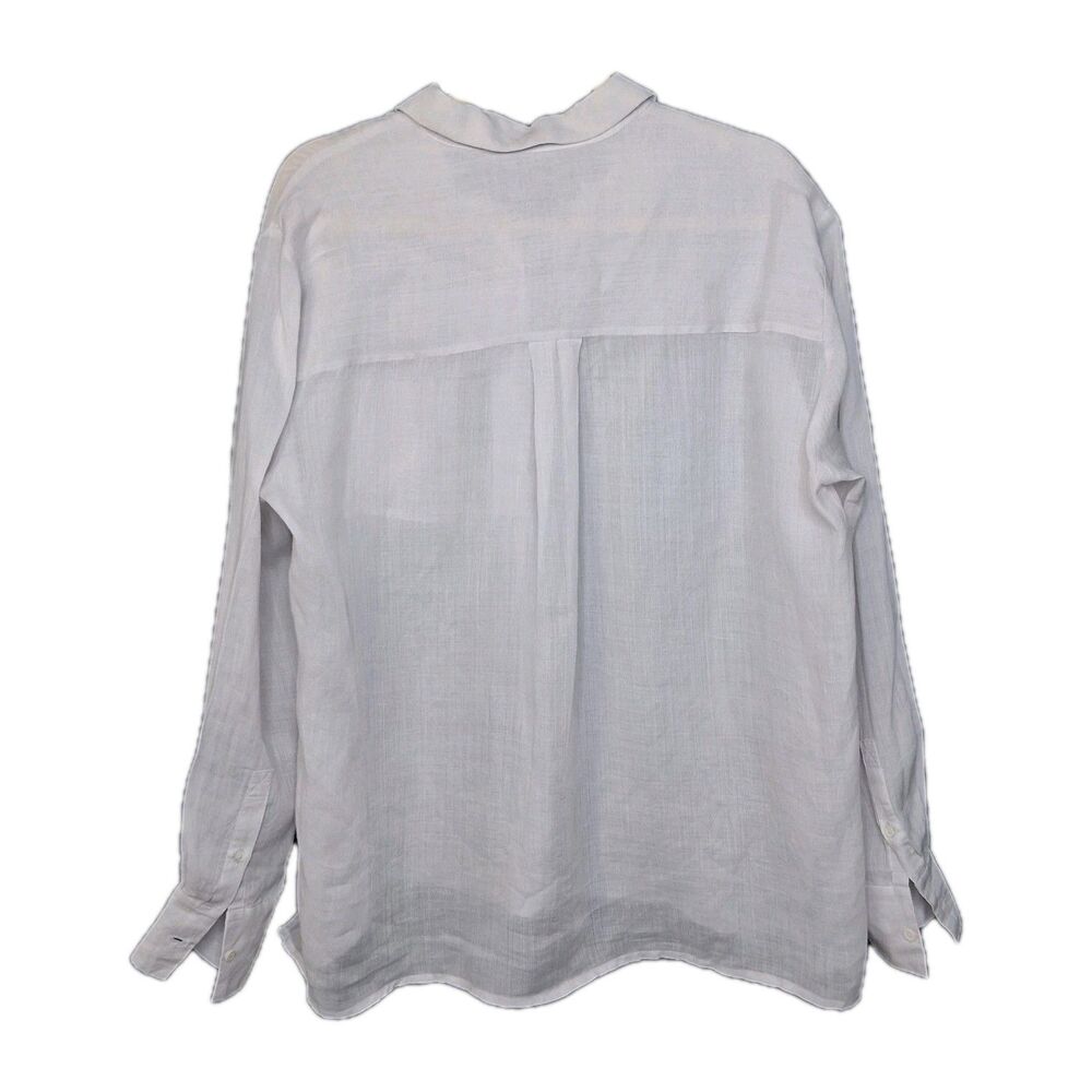 Sheer Light Gray Ramie Blouse Silk Cuffs Joseph Minimalist Top Sz 42 (US 10-12) - Picture 7 of 15